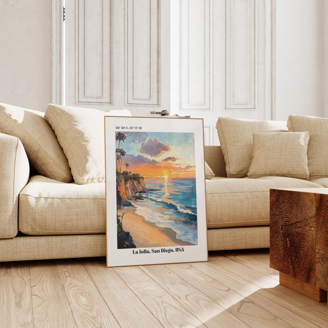 La Jolla San Diego Sunset Cove Cliffs Beach California Painting Poster - Image 3