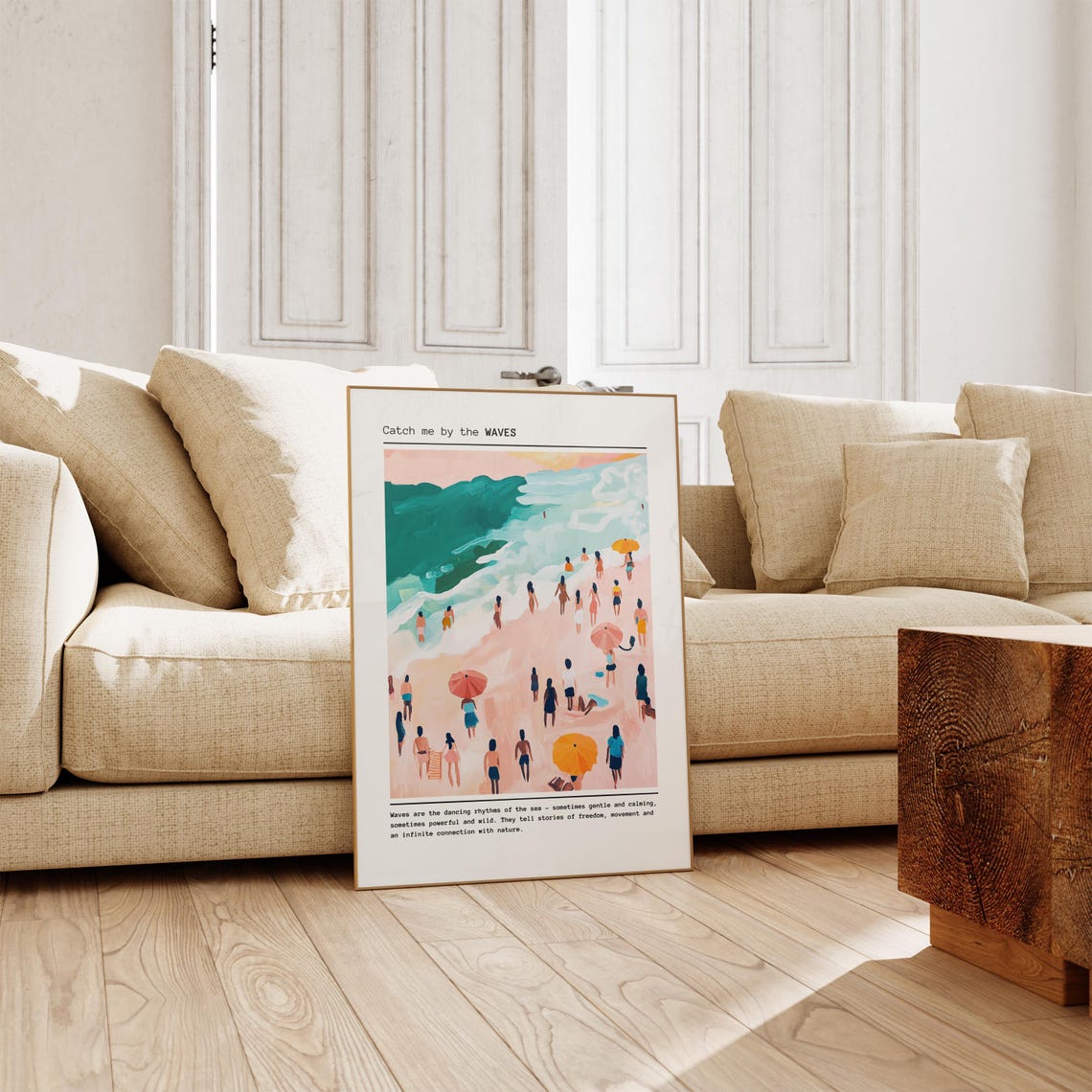 Catch Me By The Waves Colorful Beach Painting Quote Ocean Poster - Image 3