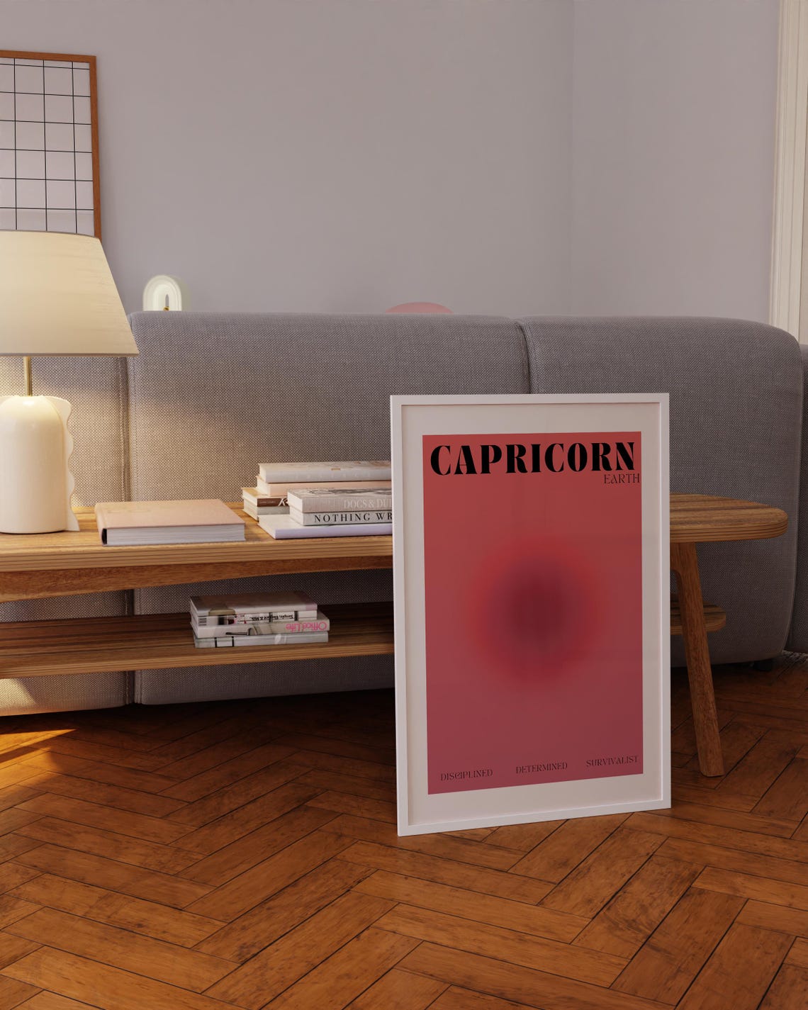 Capricorn Earth Sign Rose Aura Gradient Zodiac Astrology Poster - Image 5