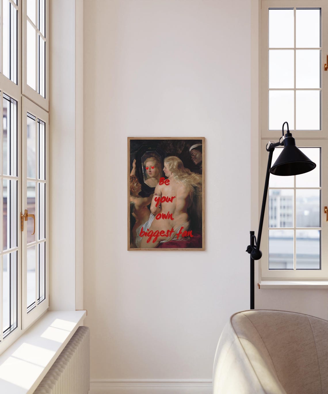 Be Your Own Biggest Fan Altered Classical Painting Feminist Poster - Image 4