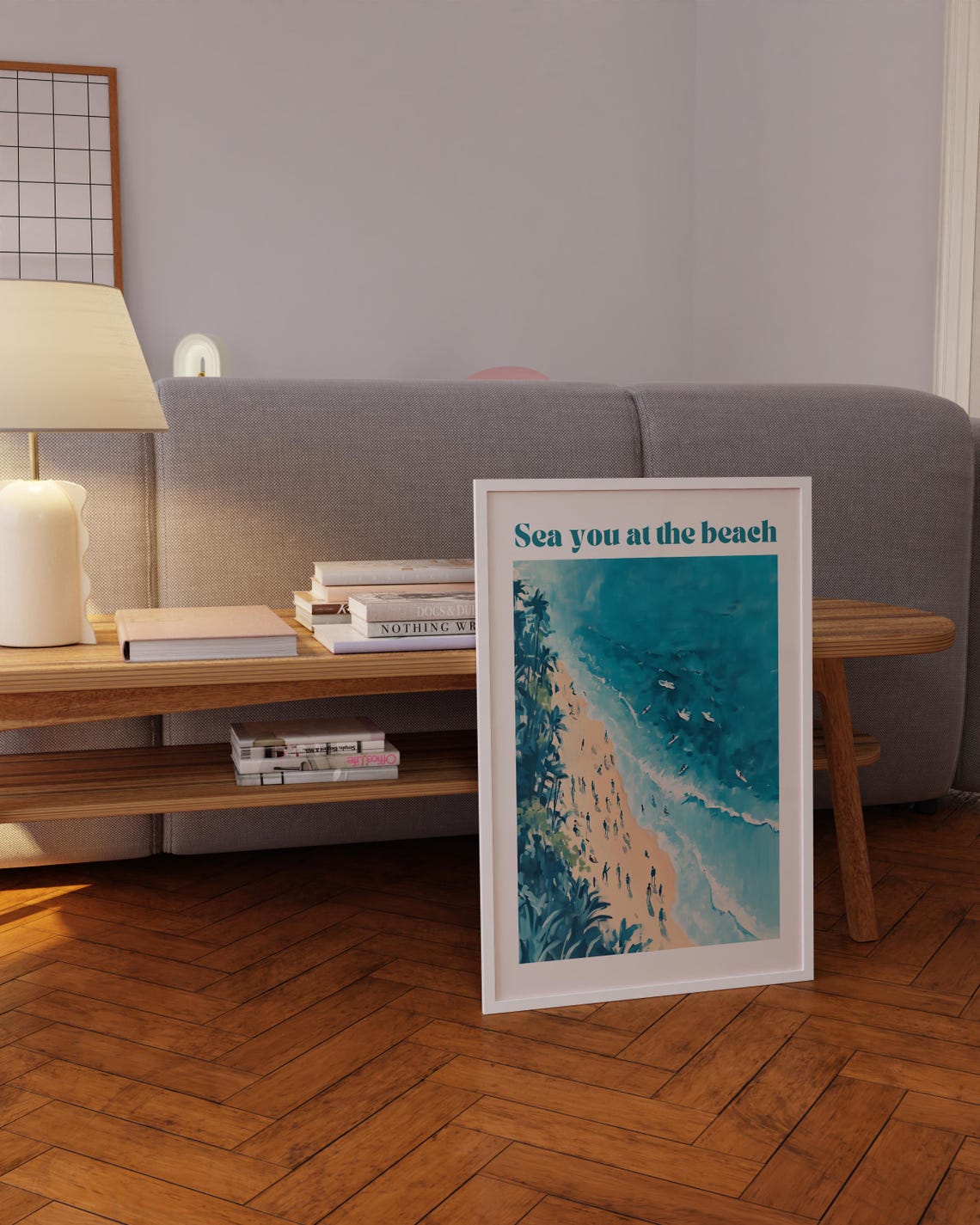 Sea You at the Beach Aerial Surfers Palms Pun Coastal Poster - Image 5