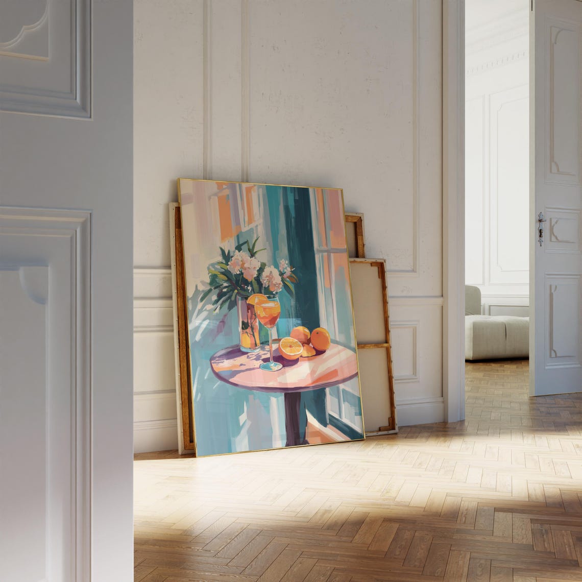 Orange Cocktail Still Life Painting Poster Sunlit Window Fruit Art - Image 2