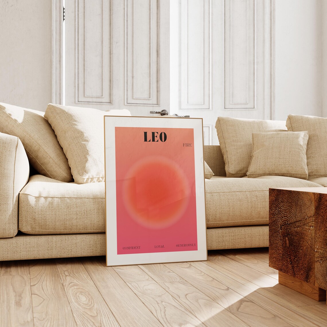 Aura Leo Zodiac Poster, Aesthetic Astrology Art Print - Image 2