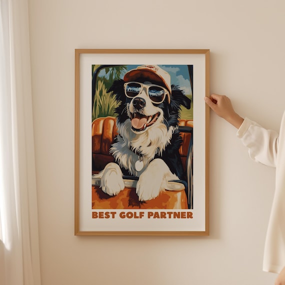 Border Collie Best Golf Partner Funny Golf Dog Lover Wall Poster