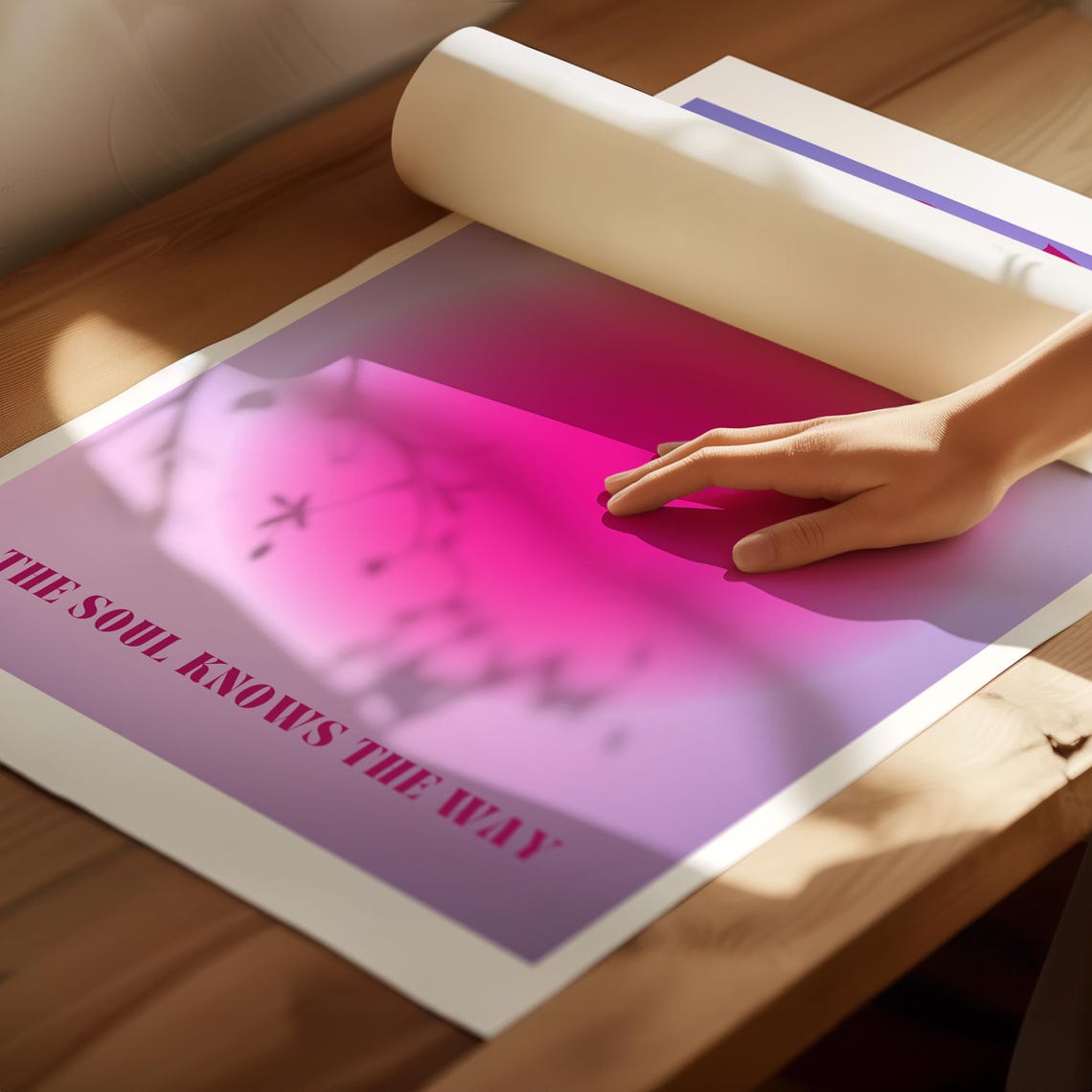 Soul Knows The Way Retro Pink Typography Poster Aura Gradient Art - Image 4