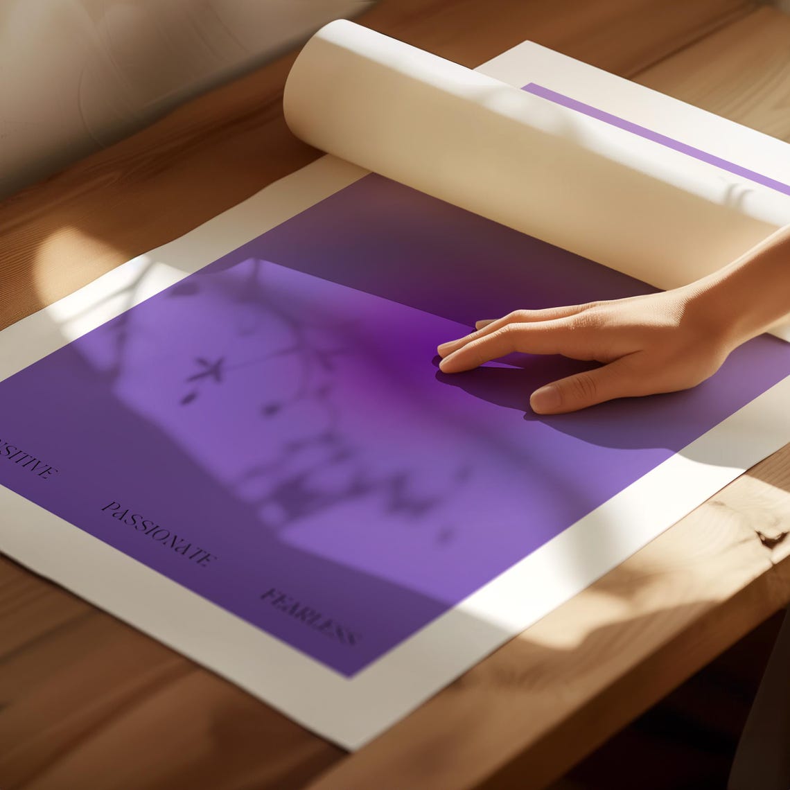 Scorpio Water Sign Purple Aura Gradient Zodiac Astrology Poster - Image 4