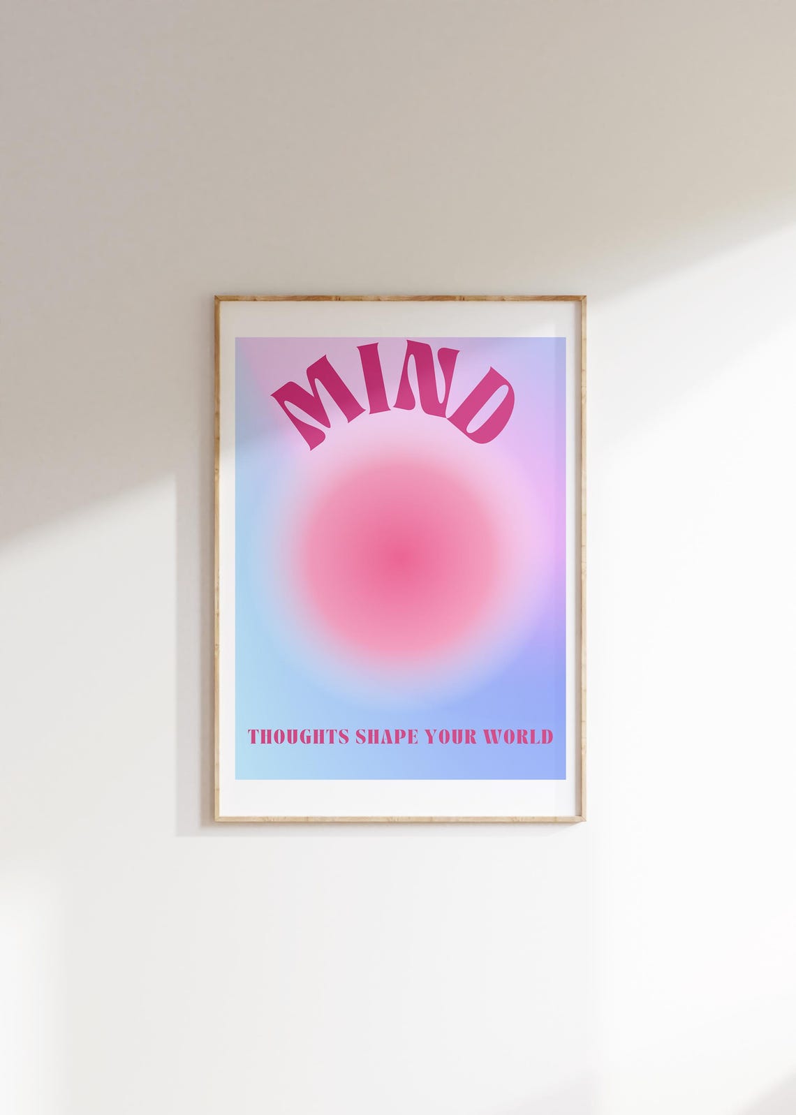 Mind Thoughts Shape Your World Retro Pink Aura Motivation Poster - Image 3