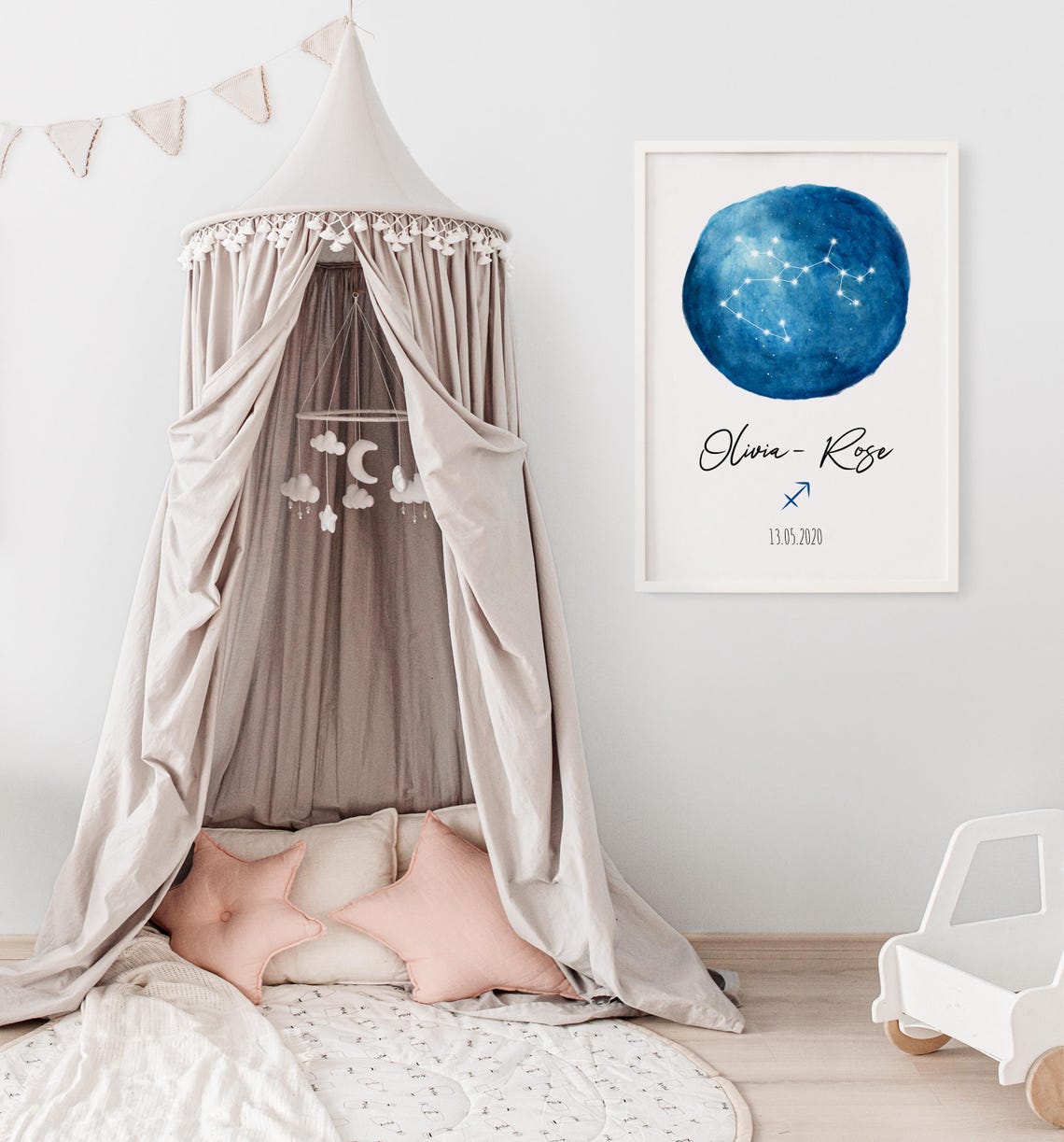 Sagittarius Constellation Blue Circle Personalized Gift Poster - Image 3