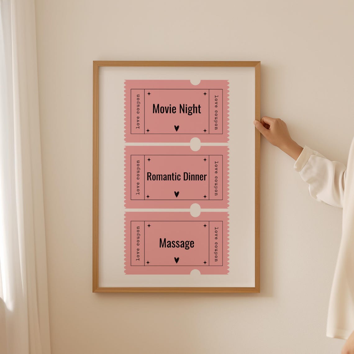 Love Coupon Tickets Movie Night Dinner Massage Valentine Poster