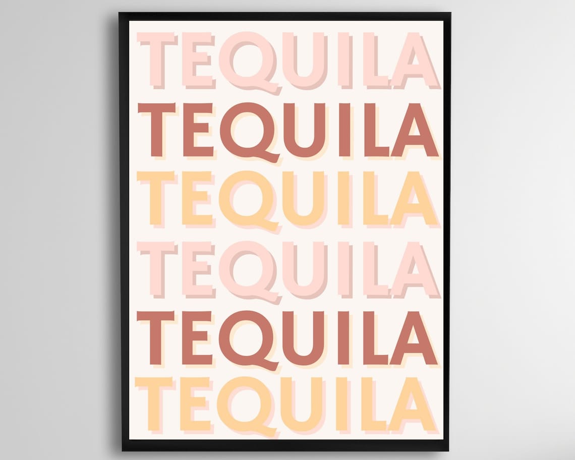 Tequila Poster, Bar Cart Decor Kitchen Art Print