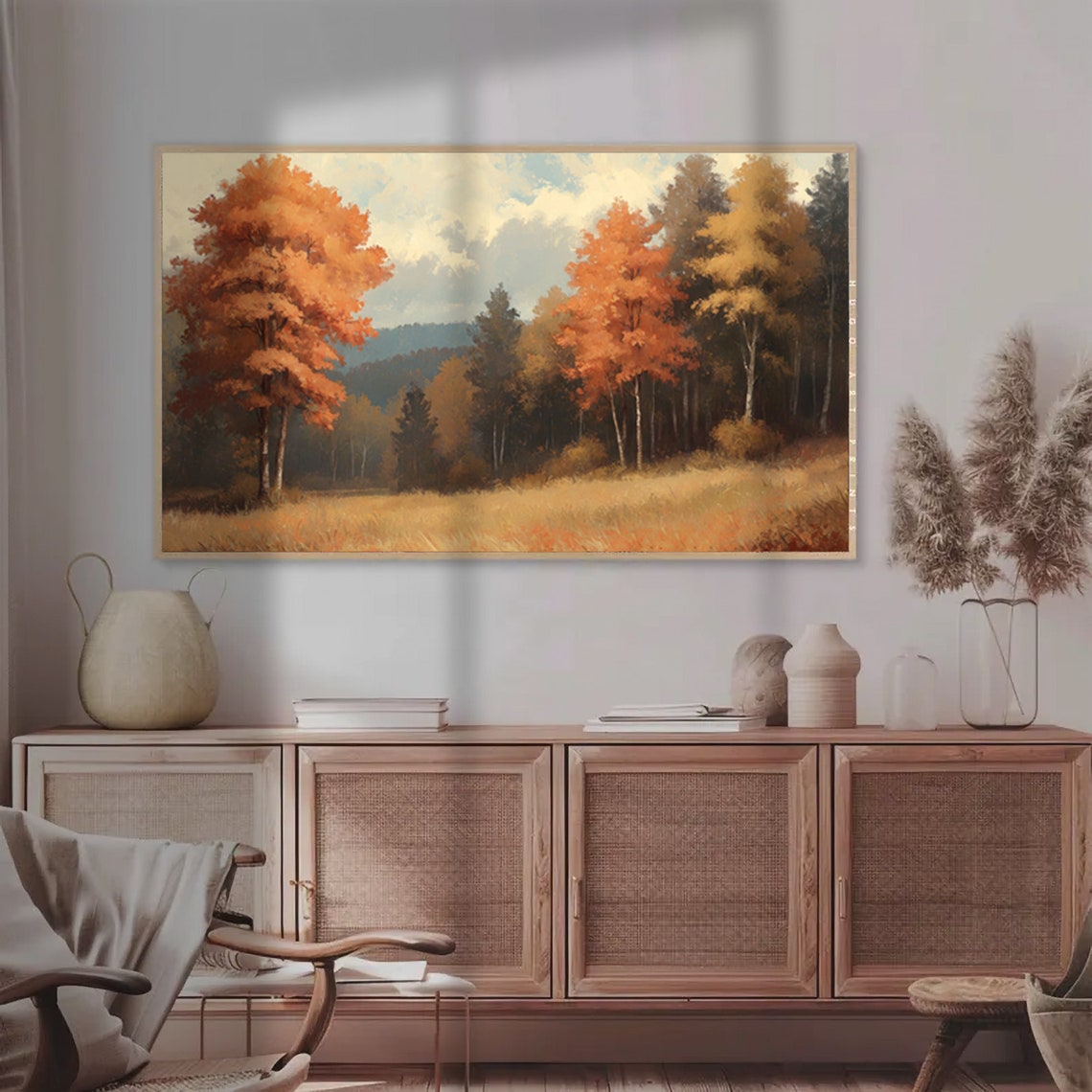 Autumn Forest Meadow Orange Fall Foliage Vintage Landscape Poster - Image 4
