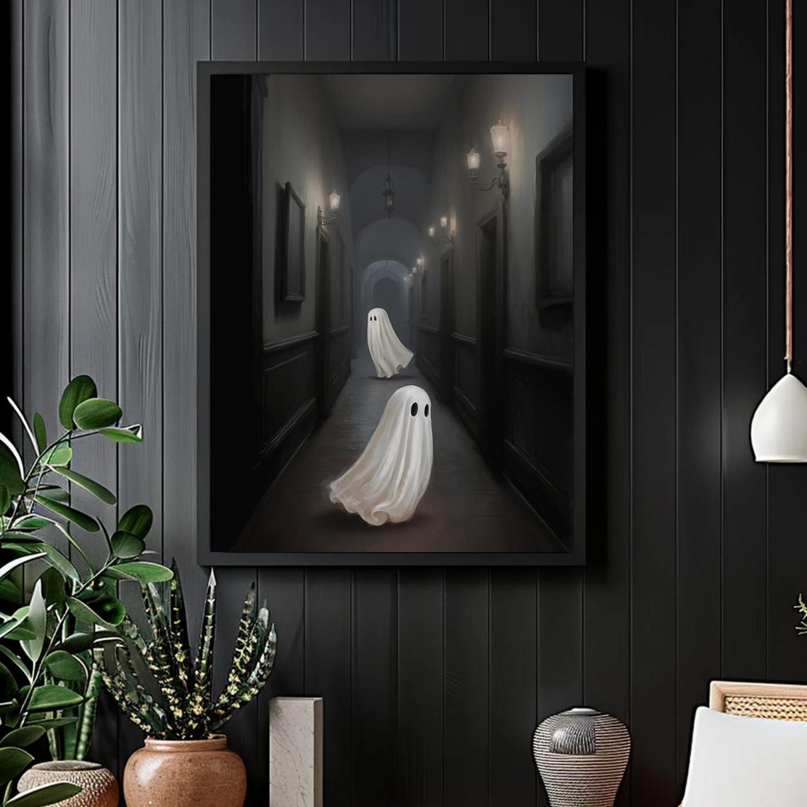 Ghosts In A Dark Manor Hallway Spooky Haunted Halloween Poster - Image 4