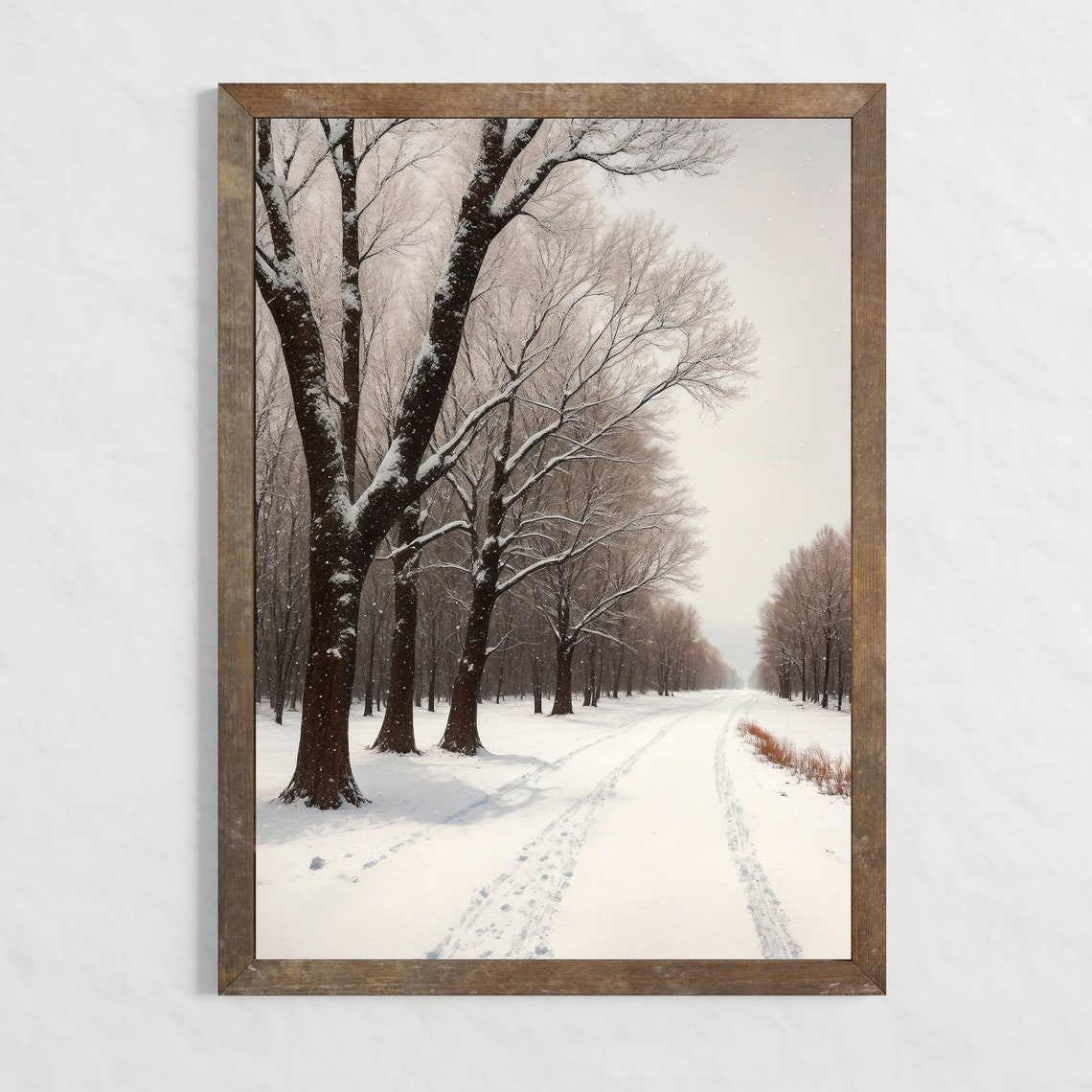 Snow Covered Road Through A Silent Winter Forest Landscape Poster - Image 3