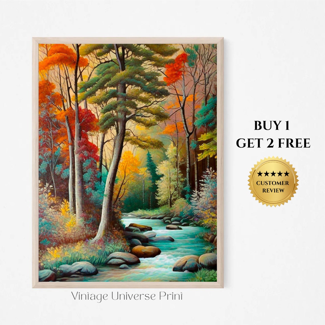 Autumn River Landscape With Colorful Trees And Turquoise Stream Poster