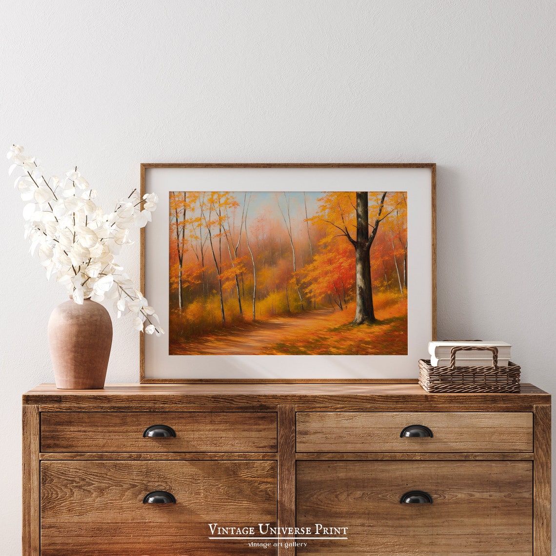 Golden Autumn Forest Path with Warm Orange Fall Foliage Poster - Image 3