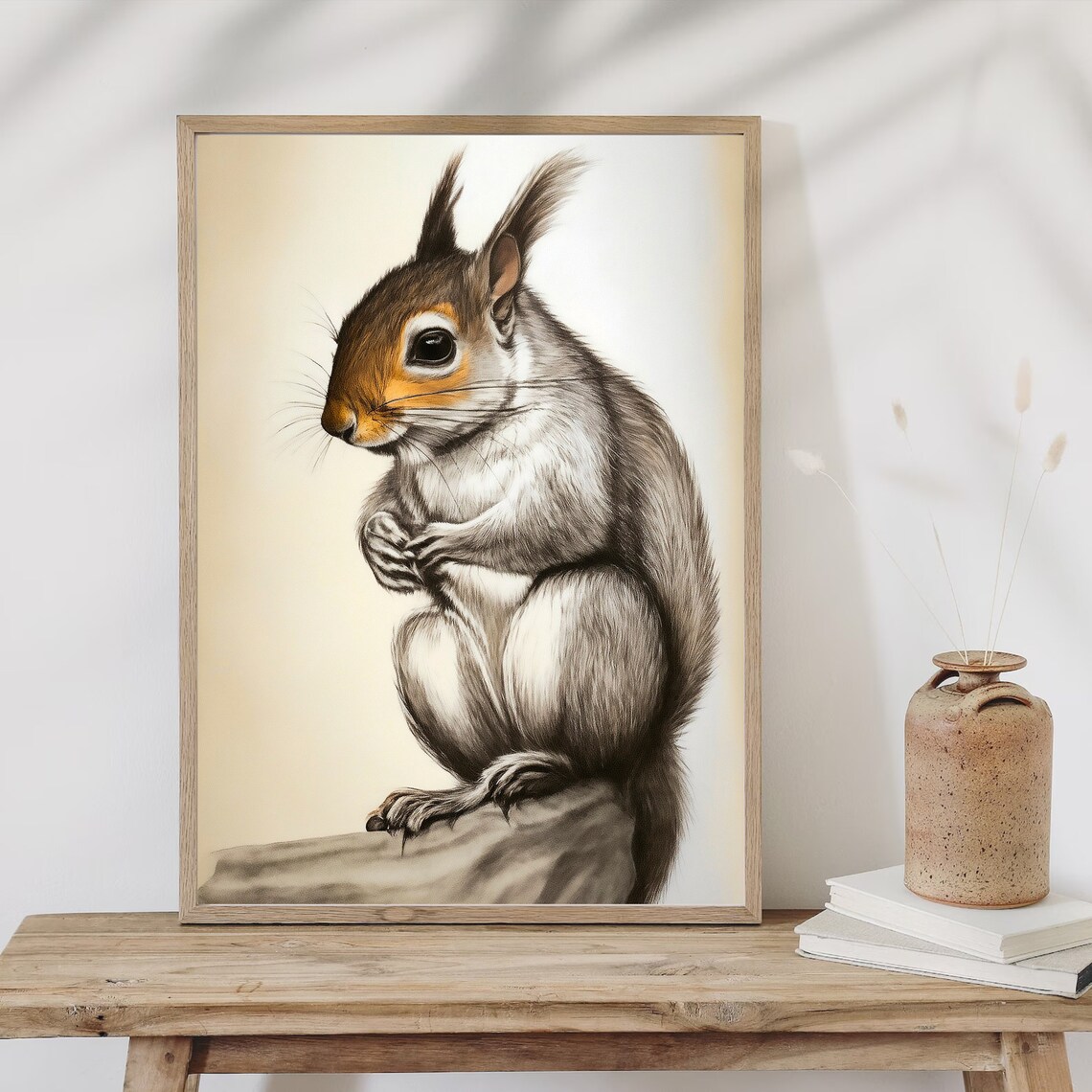 Curious Squirrel Close-Up Portrait Vintage Animal Illustration Poster - Image 4