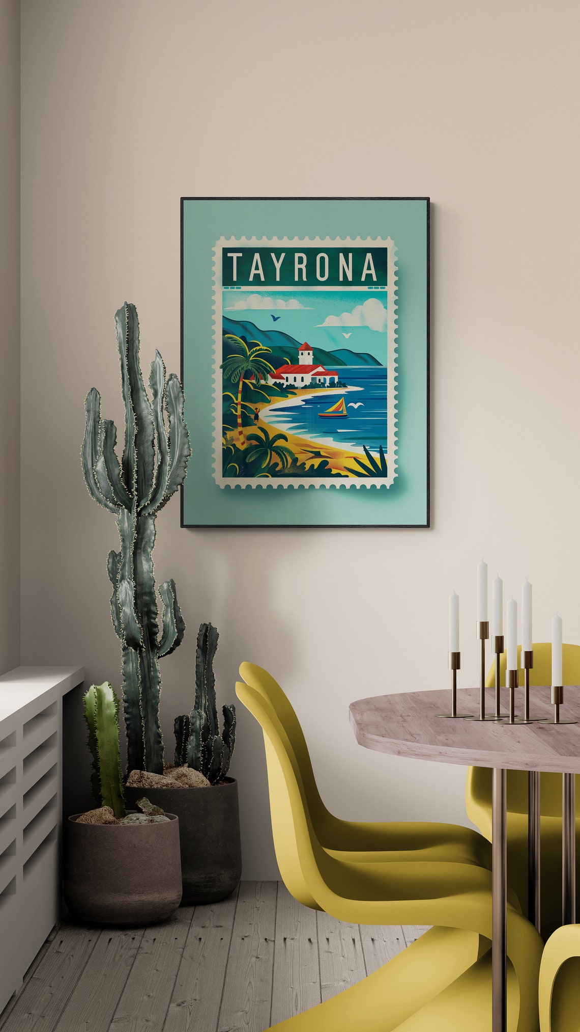 Tayrona Colombia Vintage Postage Stamp Beach Travel Souvenir Poster - Image 4