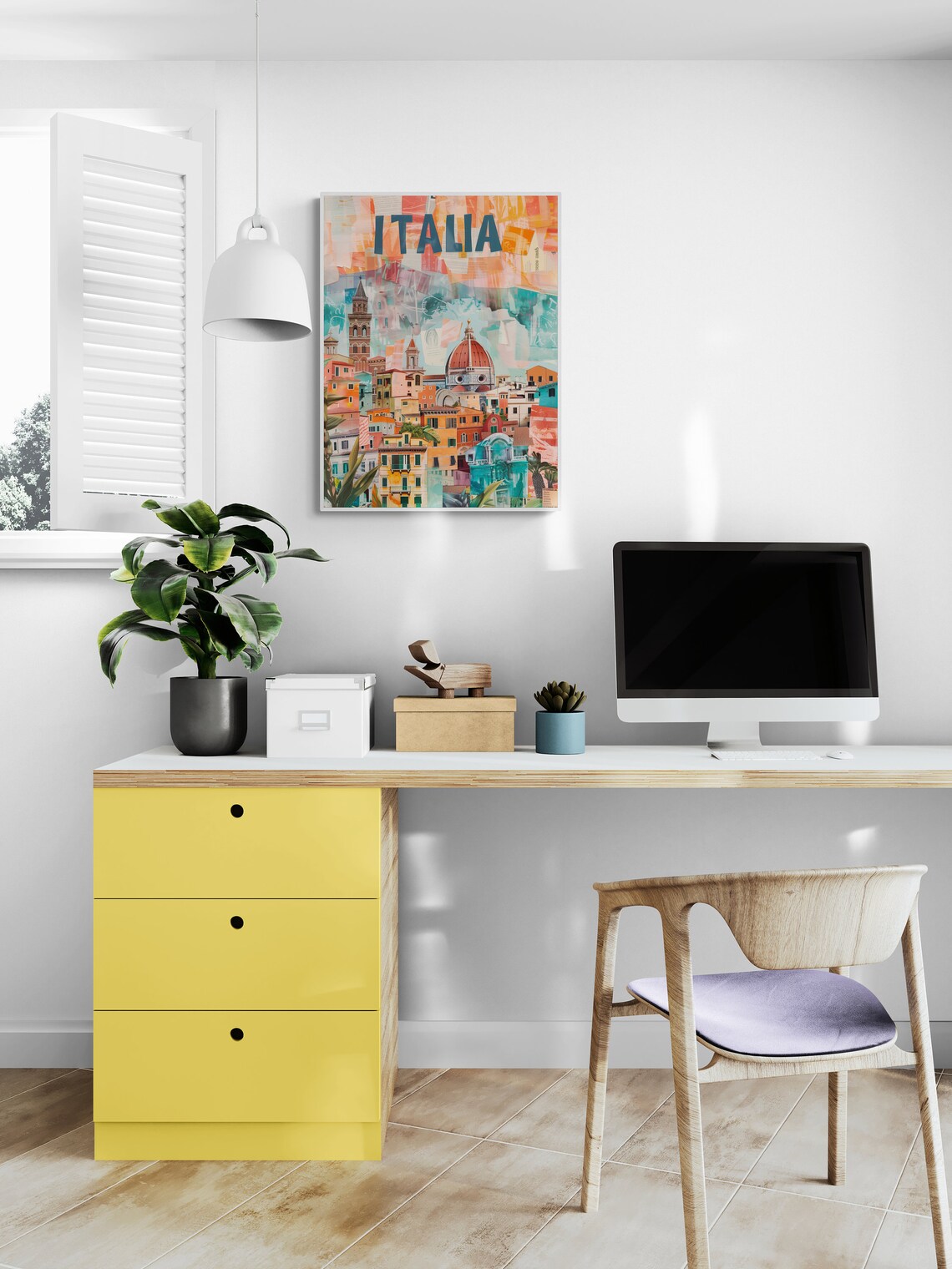 Italia Florence Duomo Dome Hill Town Painterly Collage Travel Poster - Image 5