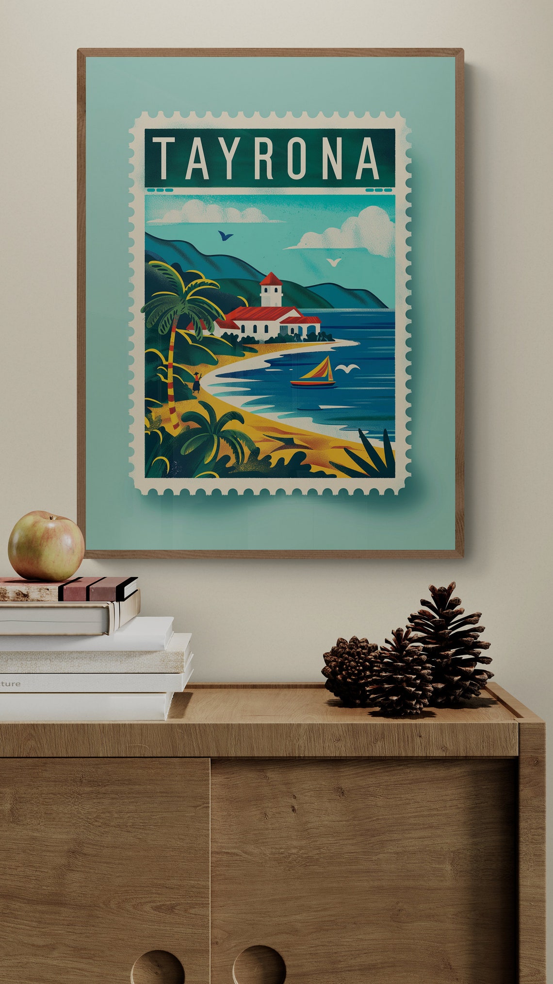 Tayrona Colombia Vintage Postage Stamp Beach Travel Souvenir Poster - Image 5