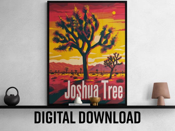 Joshua Tree National Park Poster Vibrant Wall Art Ideal For Travel Lovers Great Holiday Gift