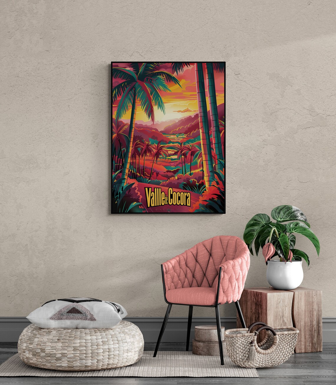 Valle de Cocora Colombia Palm Valley Sunset Vintage Travel Poster - Image 3