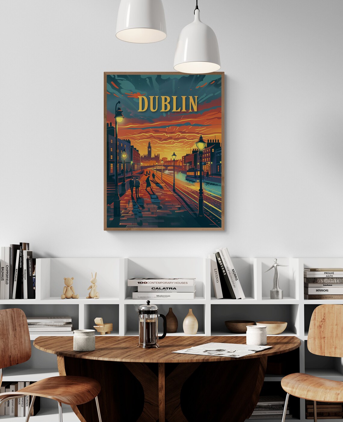 Dublin Lamplit Riverside Street Sunset Ireland Travel Poster - Image 3