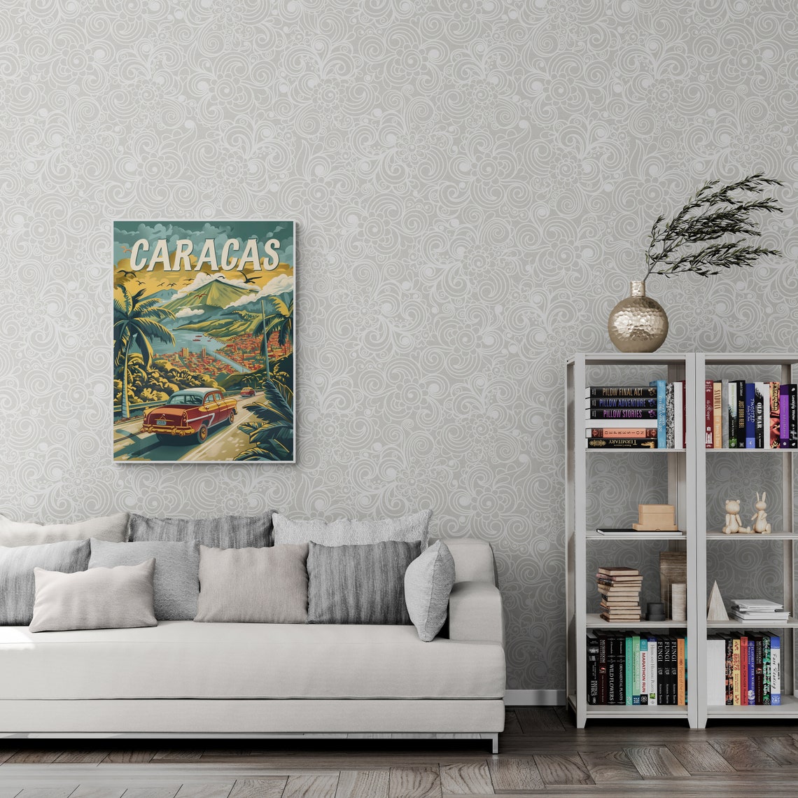 Caracas Classic Car Coastal Mountain Retro Travel Wall Poster - Image 3