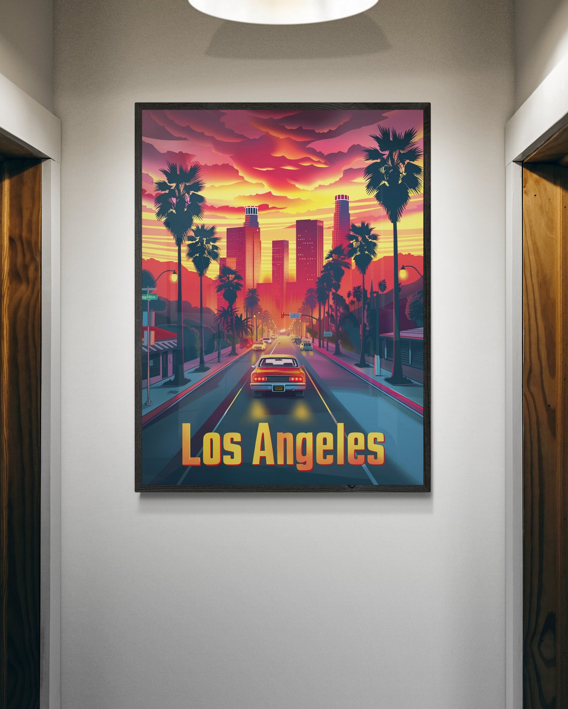 Los Angeles Sunset Palms Boulevard Retro California Poster Art - Image 4