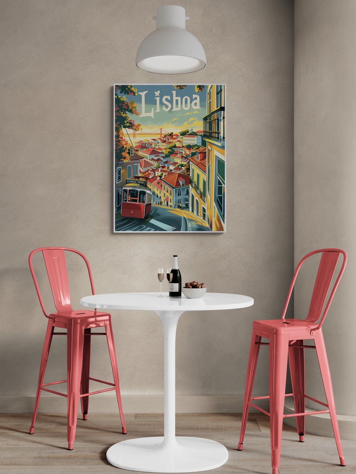 Lisboa Alfama Tram Hillside Bridge City View Vintage Travel Poster - Image 4