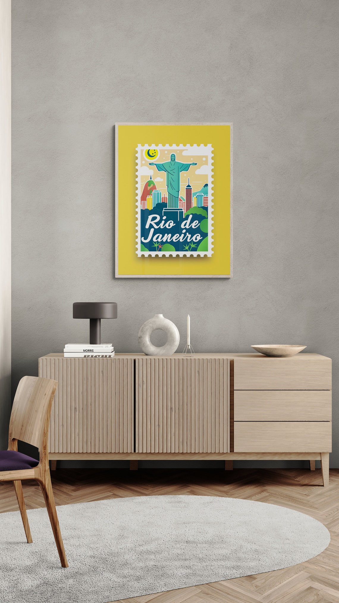 Rio de Janeiro Christ the Redeemer Stamp Style Brazil Travel Poster - Image 3