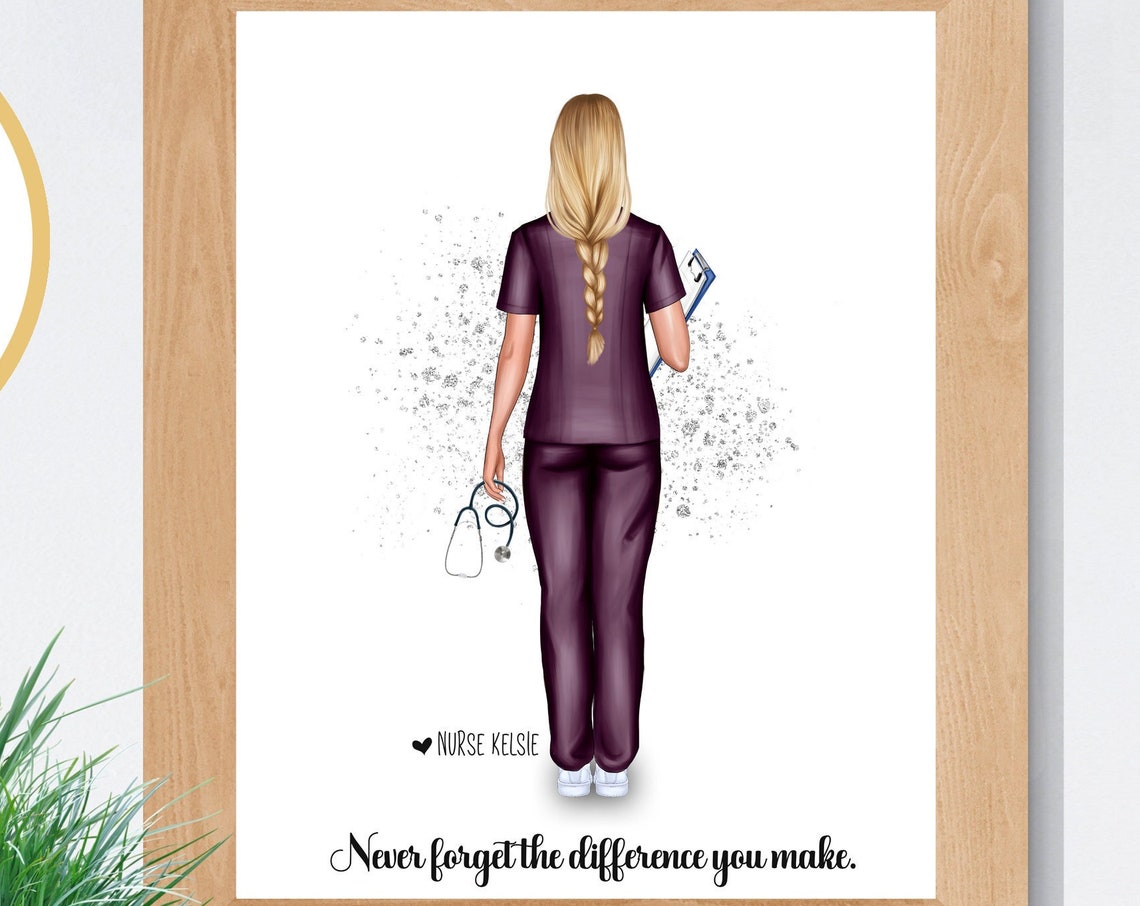 Personalized Nurse Portrait Custom Nurse Appreciation Gift Poster