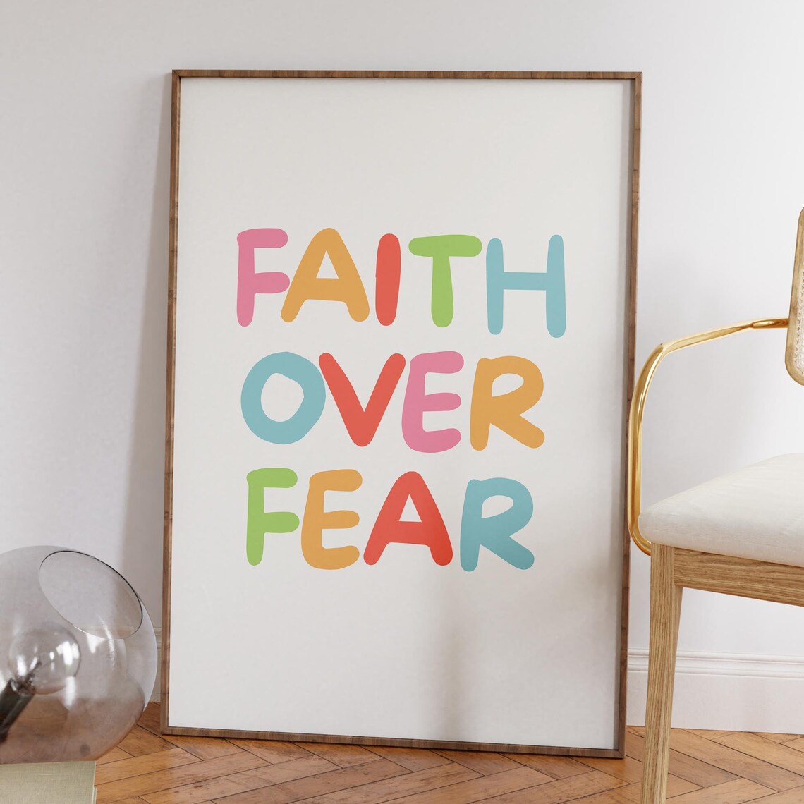 Faith Over Fear Colorful Bold Block Letters Christian Poster - Image 3