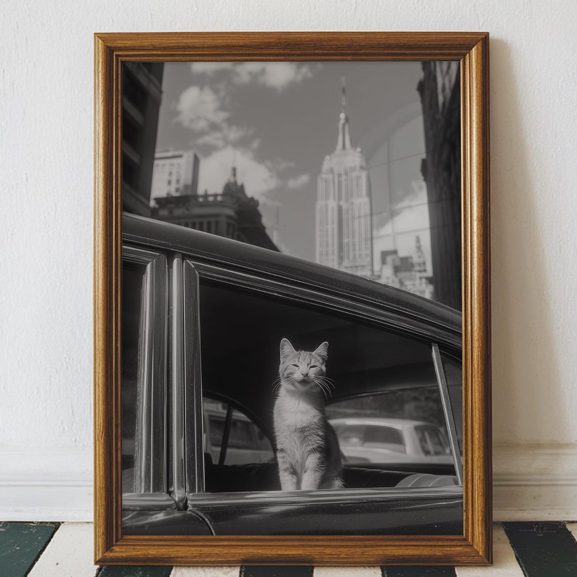 Vintage Nyc Cat Taxi Art Print Subway Poster Digital Download