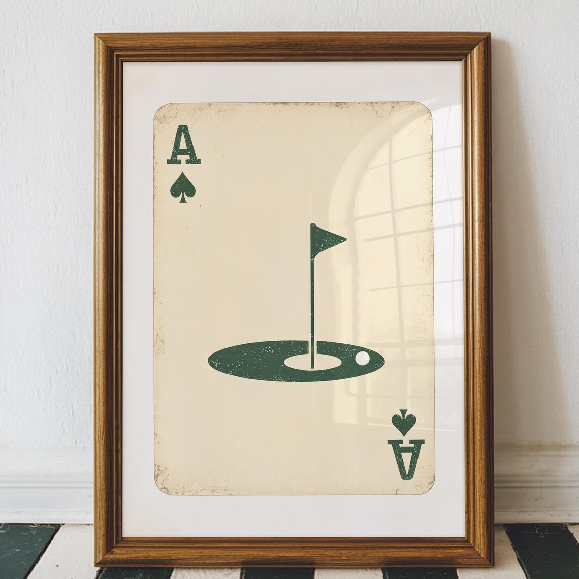Vintage Golf Ace Card Art Print, Retro 19th Hole