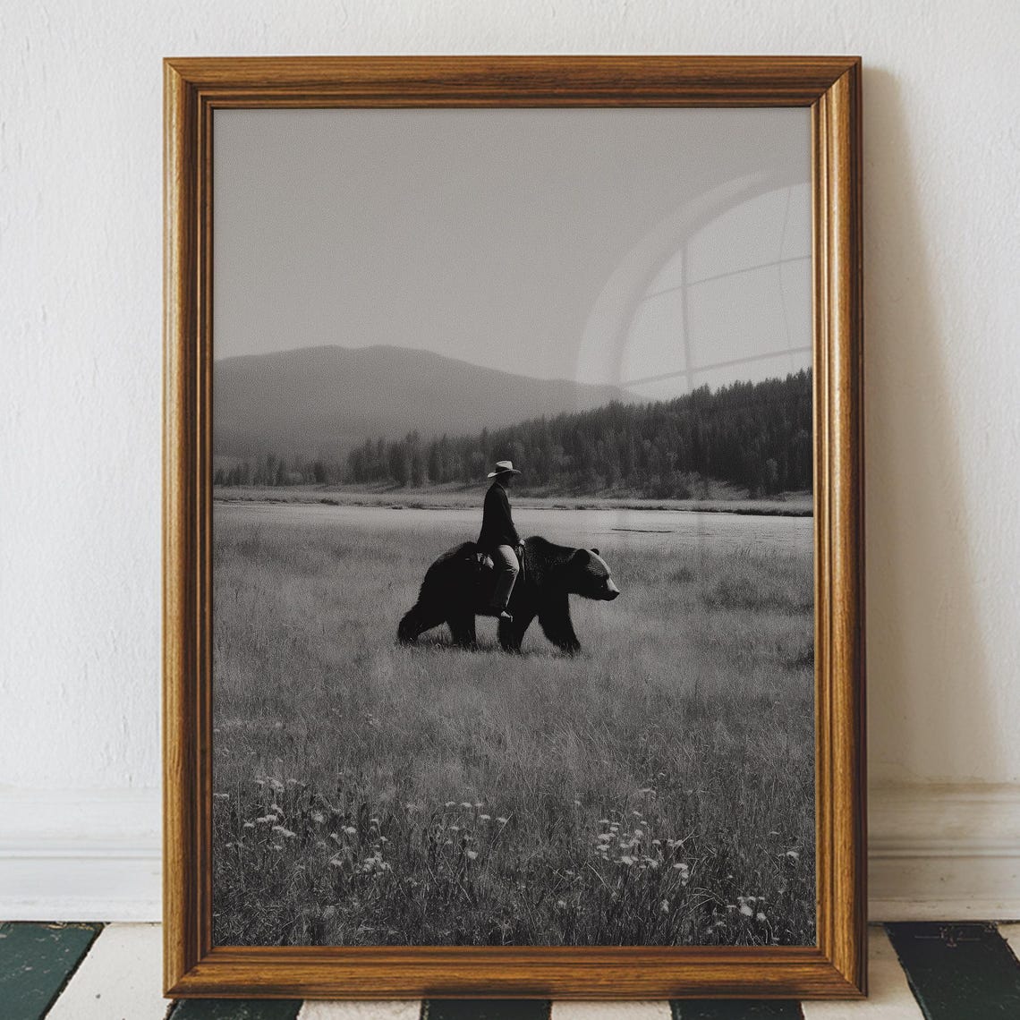 Vintage Cowboy Bear Western Art Print