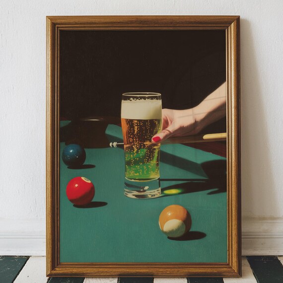 Retro Dive Bar Beer Billiards Art Print