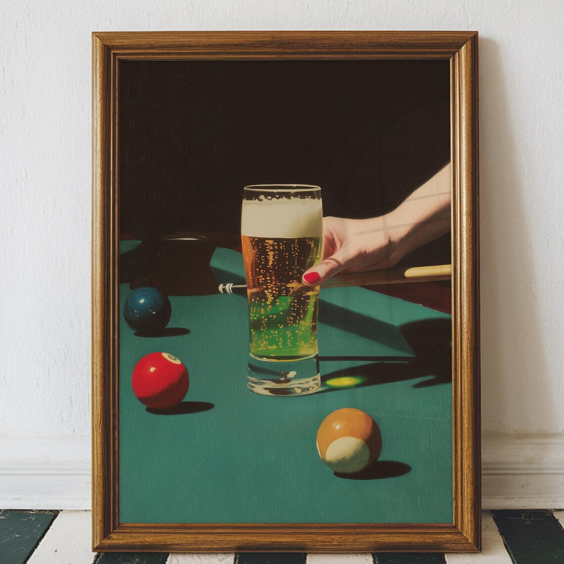 Retro Dive Bar Beer Billiards Art Print