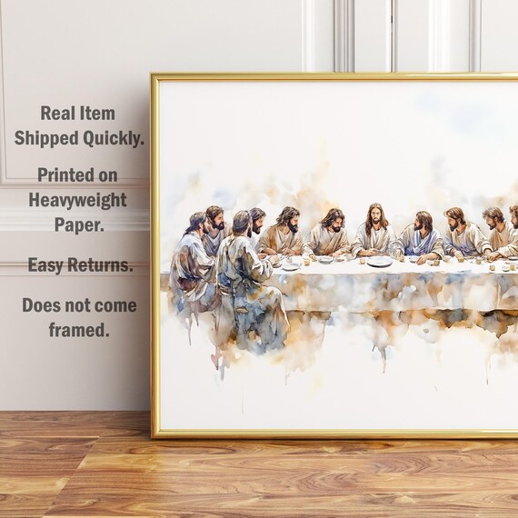 The Last Supper Watercolor Style Christian Religious Art Poster