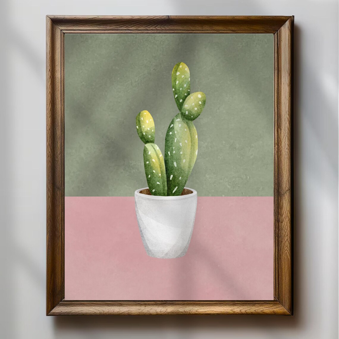 Watercolor Cactus, Boho Minimalist Botanical Art Print