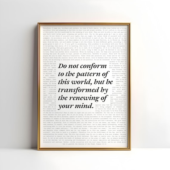 Do Not Conform To The Pattern Of This World Romans 12 2 Script Verse Poster