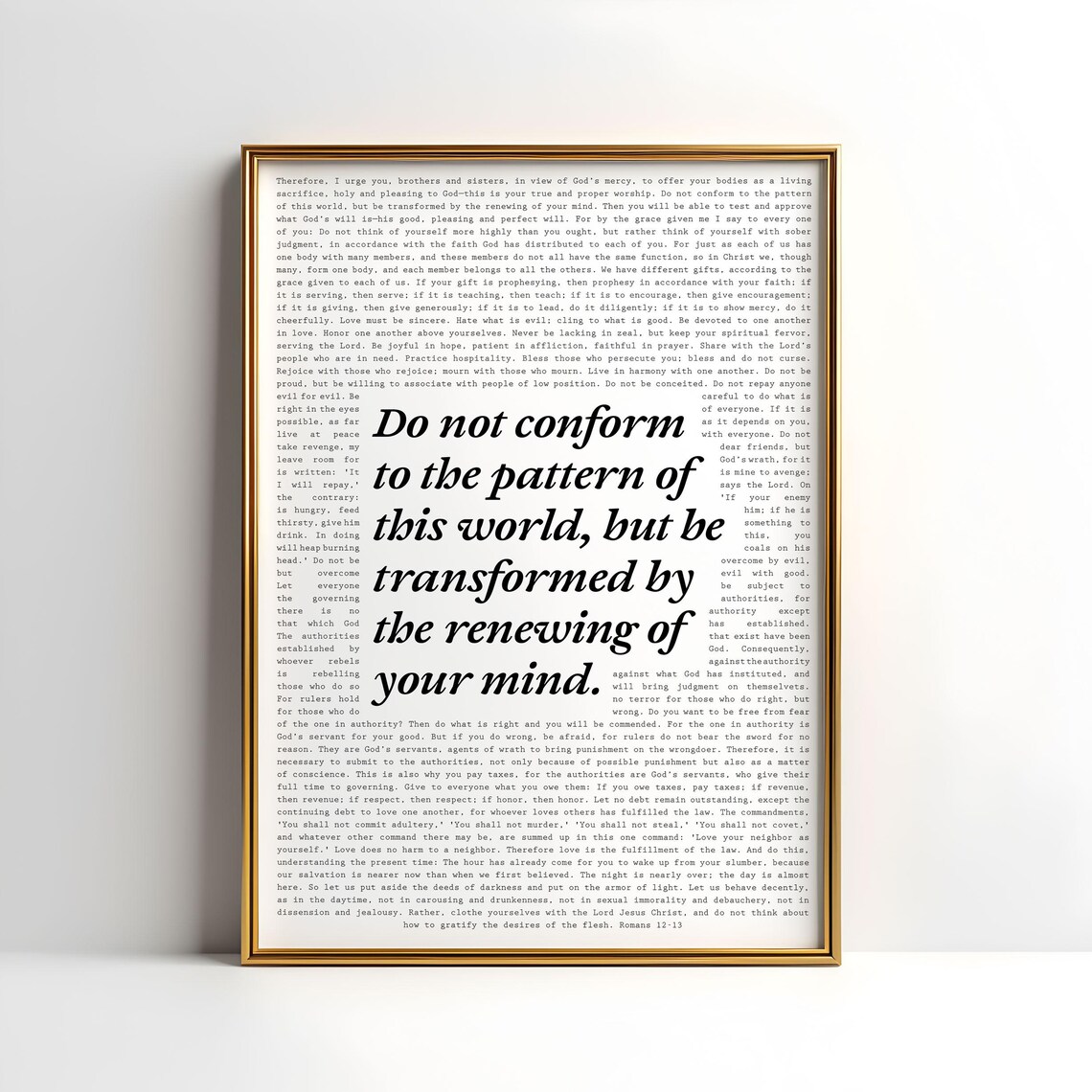 Do Not Conform To The Pattern Of This World Romans 12 2 Script Verse Poster