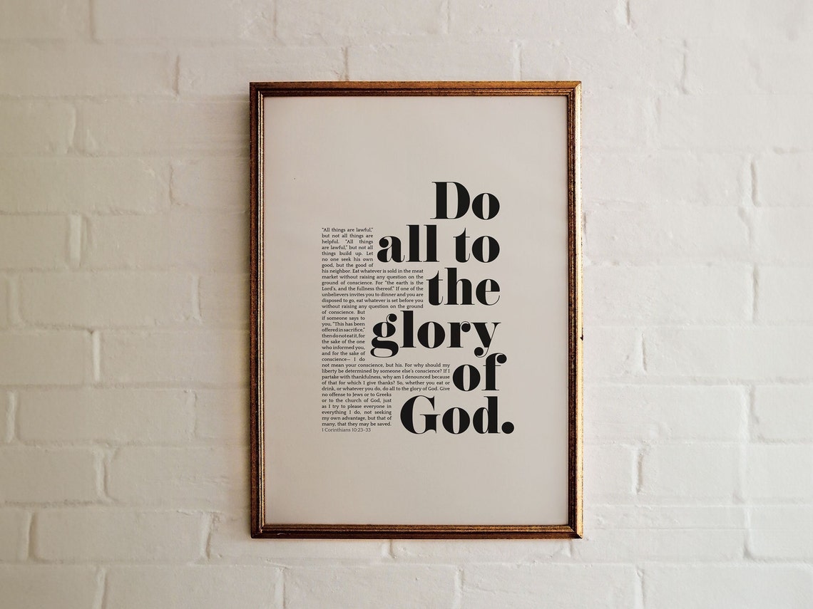 1 Corinthians 10 31 Do All To The Glory Of God Bold Bible Poster