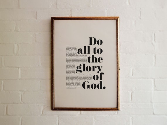 Whatever You Do Do All To The Glory Of God Print 1 Corinthians 10 31 Bible Verse Wall Art Church Decor Kids Room Home Decor Praise God