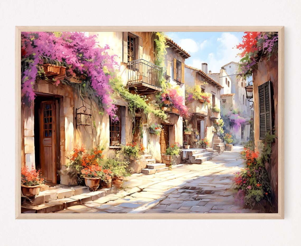 San Marino Italy Bohemian Watercolor Cityscape Art Print