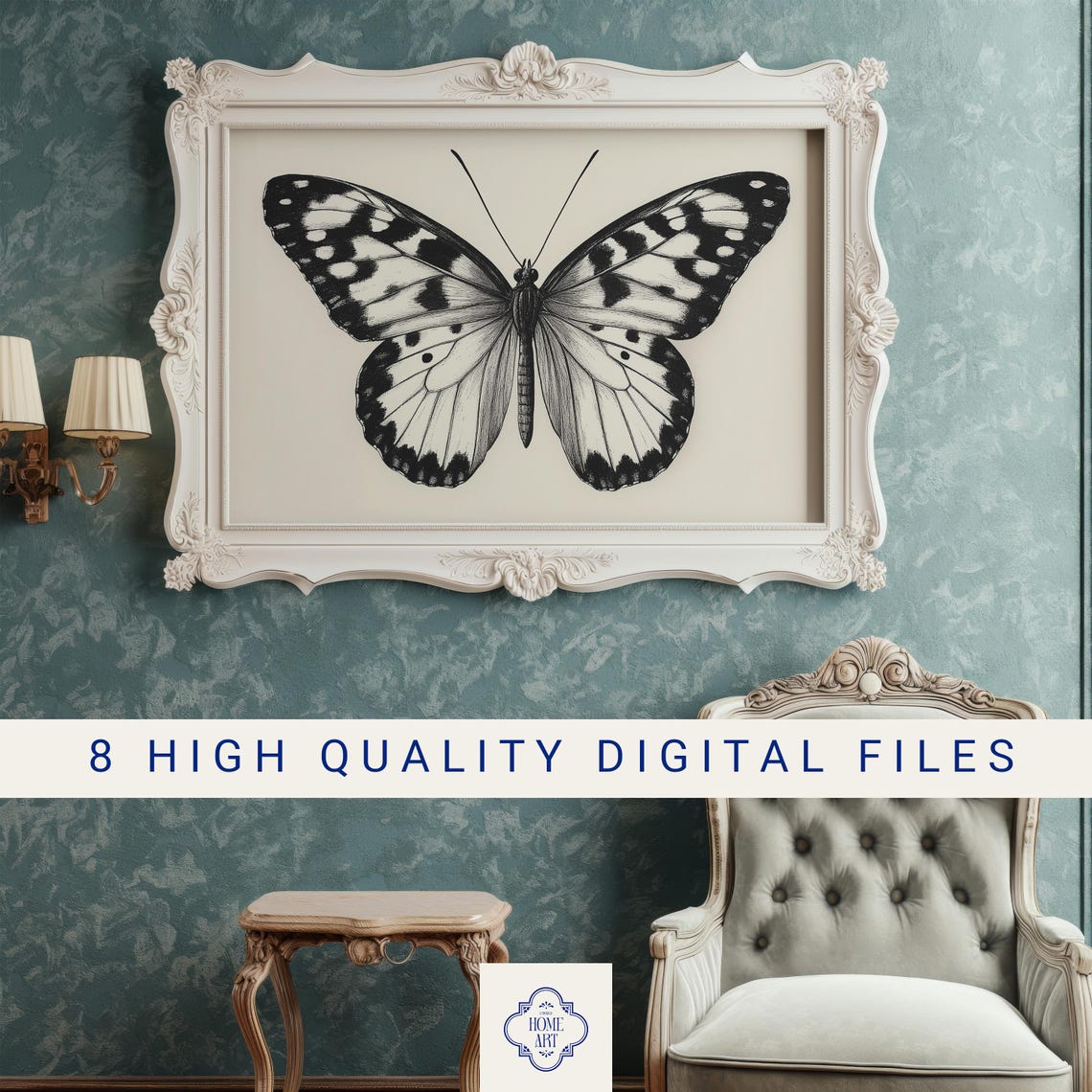 Monochrome Checkered Butterfly Vintage Entomology Plate Poster - Image 3