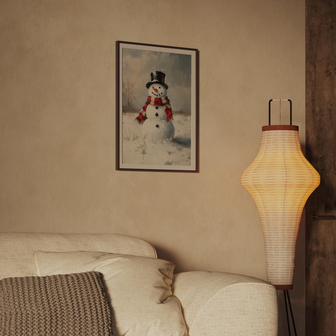 Cheerful Snowman With Black Top Hat And Red Scarf Winter Poster - Image 2