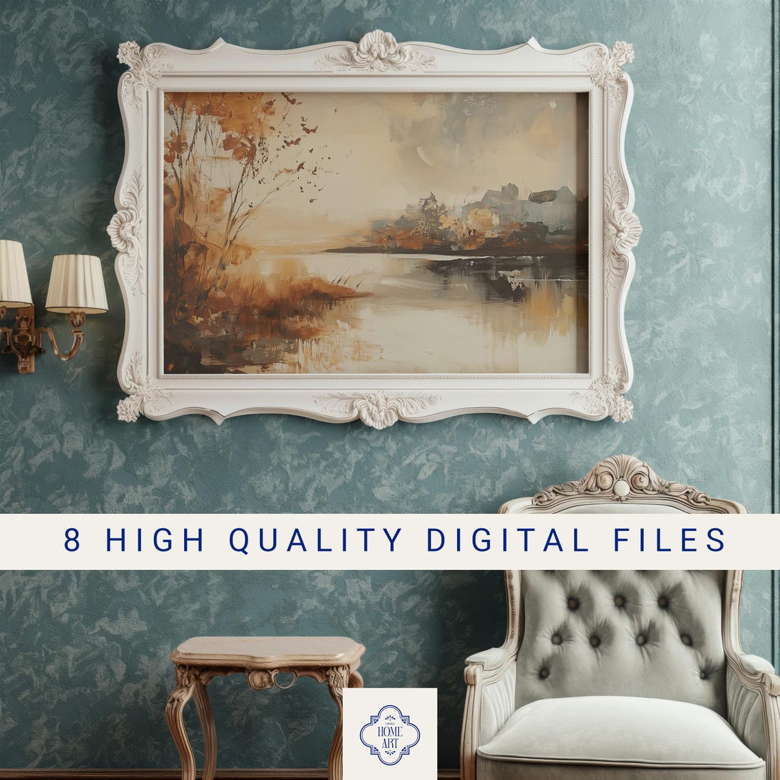 Autumn Lake Landscape Rustic Fall Trees Calm Water Art Poster - Image 3