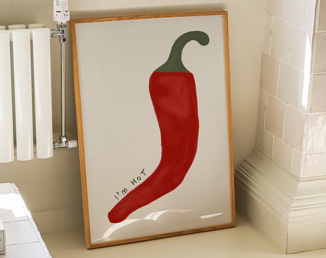 Im Hot Chilli Pepper Poster Red Kitchen Funny Spicy Minimalist Art