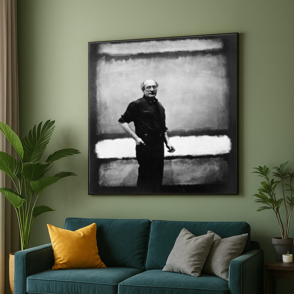 Mark Rothko Black and White Portrait Artist Studio Mid Century Poster