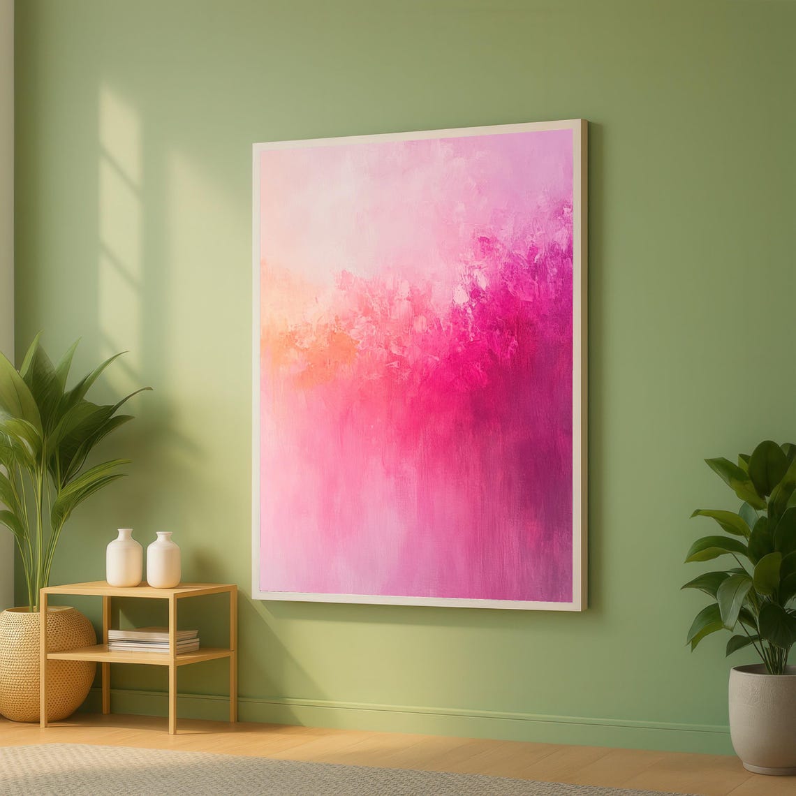 Blush Pink and Magenta Gradient Abstract Modern Canvas Art Poster
